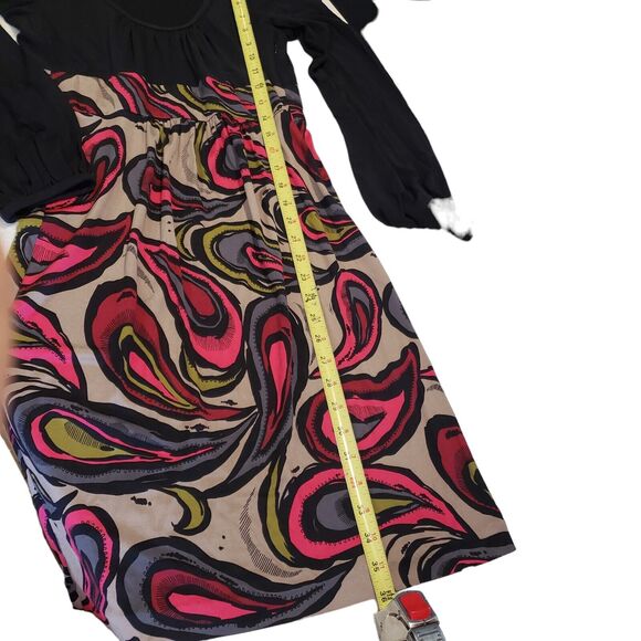 Trina Turk 100% Silk Fit And Flare Knee Length Dress Size 2 Boho Art To Wear - Picture 4 of 6